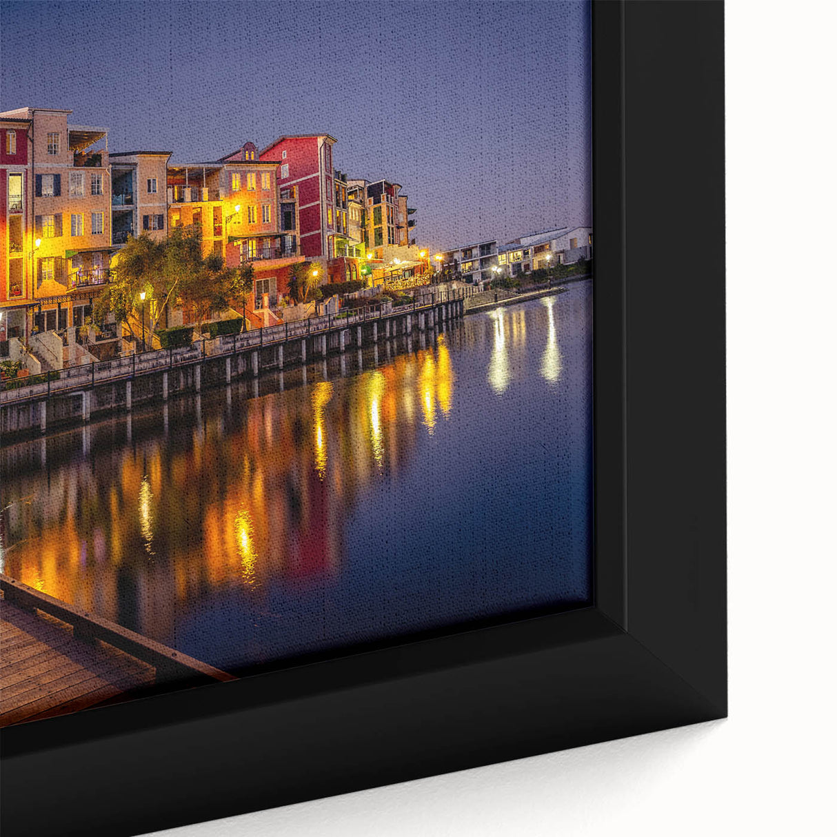Extra large framed canvas of a textured Queensland, Australia scenery in black with colorful art accents.