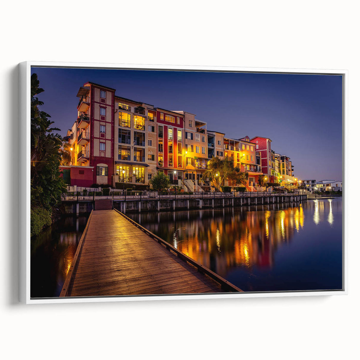 Landscape art painting of Queensland, Australia on framed canvas, featuring vibrant colors against a black backdrop.