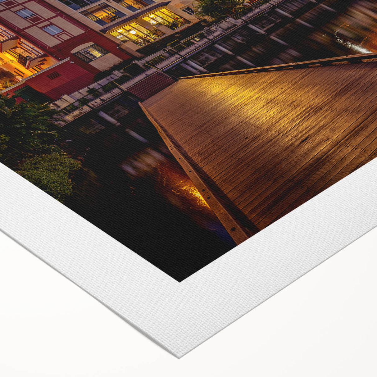 Art deco poster of Queensland scenery in muted earth tones on rolled canvas, suitable for dining room wall art.