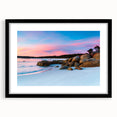 Extra large abstract art print of a colorful, textured Tasmanian landscape on a framed canvas, ideal for living room decor.
