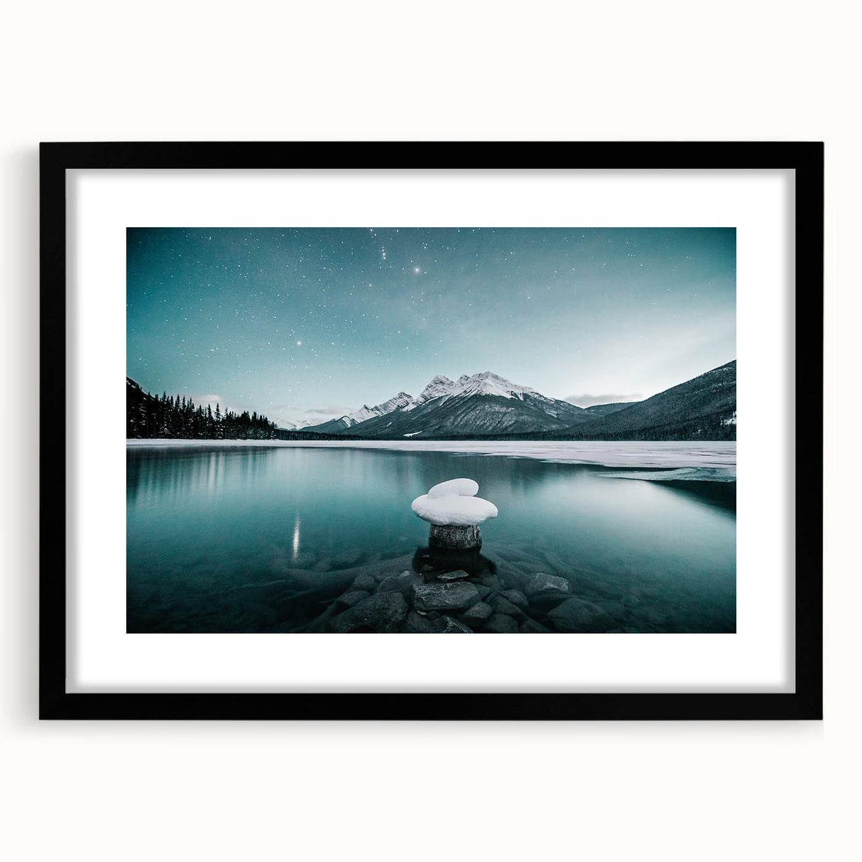 Extra large framed abstract art print depicting a colorful, textured scenery of Alberta, Canada, ideal for living room decor.