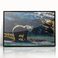 Large abstract wall art depicting a serene British Columbia landscape, in muted earth tones on framed acrylic.