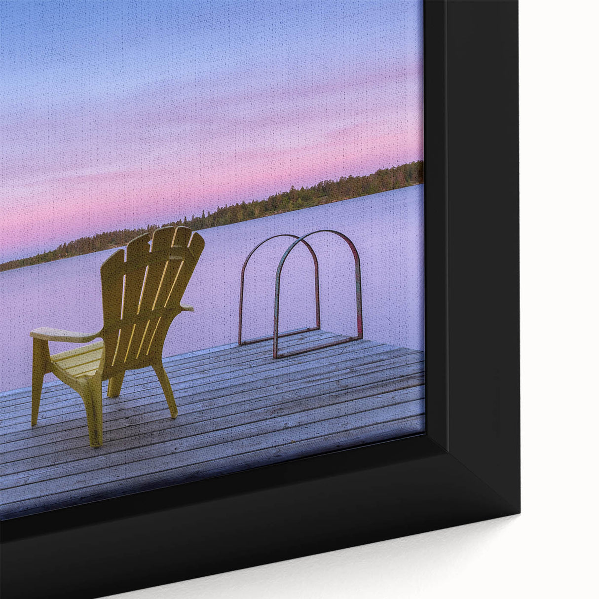 Extra large framed canvas of a textured Manitoba scenery in black with colorful accents, ideal for living room decor.