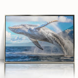 Mid-century modernist art depicting New Brunswick scenery in acrylic, framed in silver, ideal for nursery wall decor.