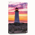 Acrylic print of a Nova Scotia landscape in muted blue and green tones, suitable for dining room decor.