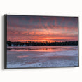 Black and white framed canvas of Ontario landscape, featuring vintage poster art style, ideal for bedroom decor.