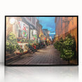 Large abstract wall art depicting a Quebec scenery in muted green and black, framed acrylic.