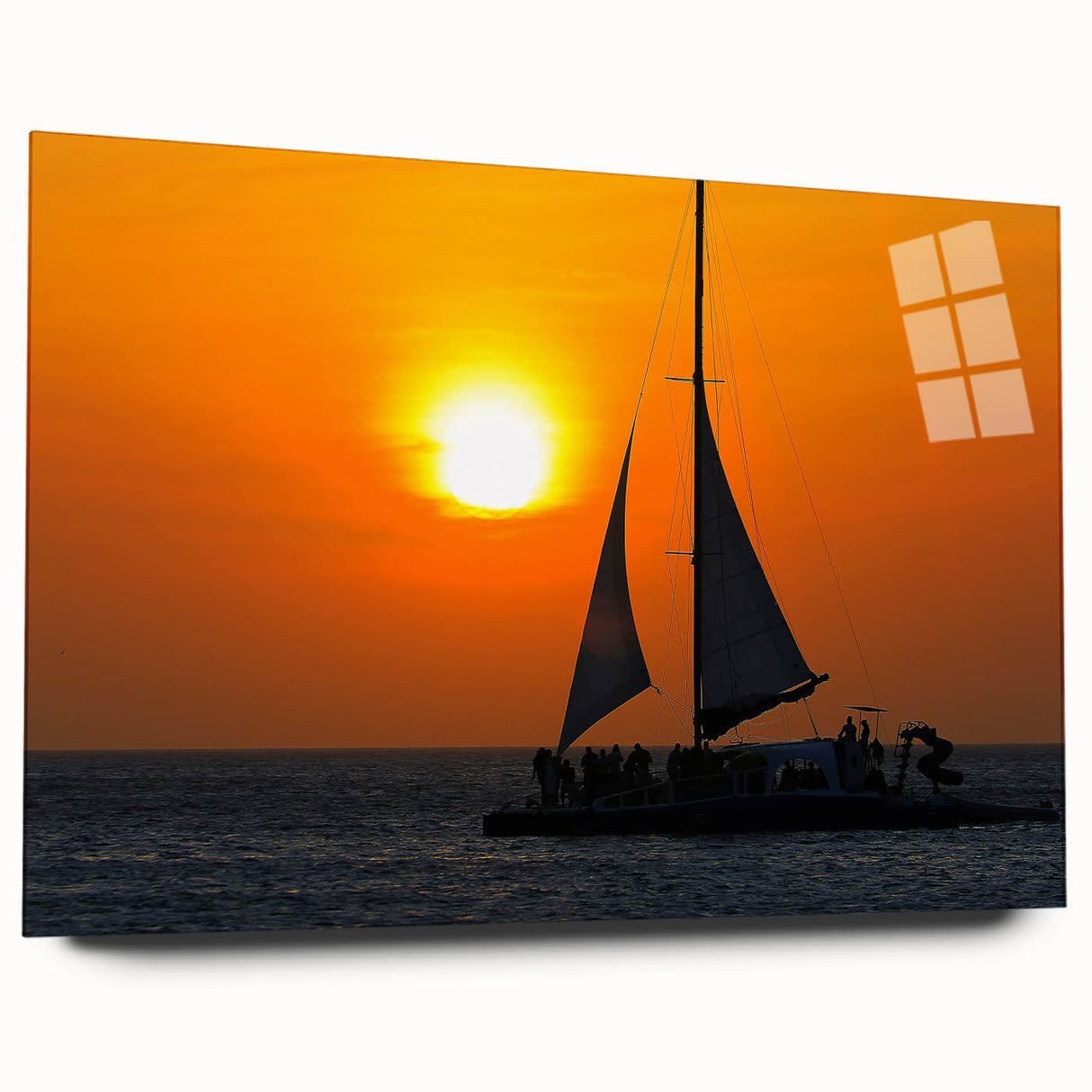 Acrylic print of a Caribbean Aruba scenery in pastel shades.