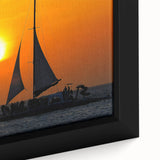 Extra large framed canvas of a Caribbean Aruba scenery in black with colorful, textured details, ideal for living room decor.
