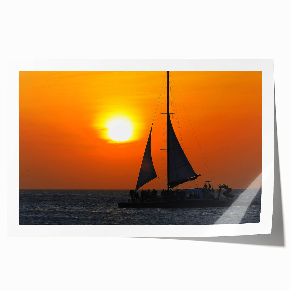 Extra large rolled print of a Caribbean Aruba scenery with vibrant ocean and floral elements, ideal for dining room wall art.
