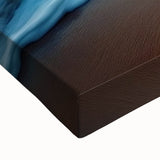 Large art featuring a black and white landscape painting of Caribbean scenery on stretched canvas.