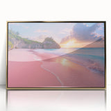 Art Deco-style poster of a Caribbean scene in acrylic, framed in gold, ideal for modern art wall decor.