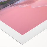 Art deco poster featuring a serene Bermuda beach scene with soft pastel shades on a rolled canvas.