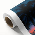 Art Deco-style poster of a Caribbean scene in pastel colors on rolled canvas, ideal for nursery wall art.