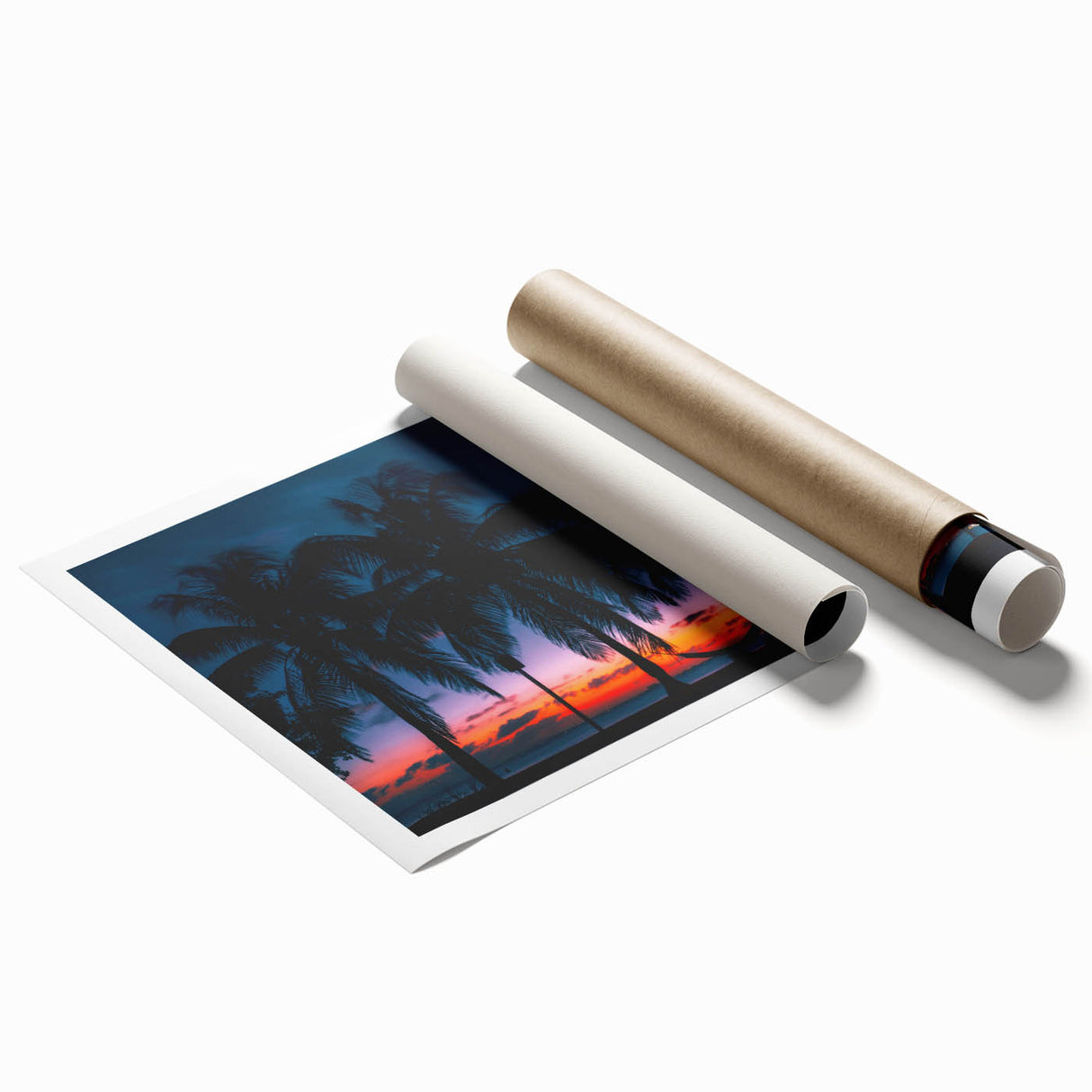 Extra large rolled print of a vibrant Caribbean scenery with lush florals, suitable for classy bathroom wall art.