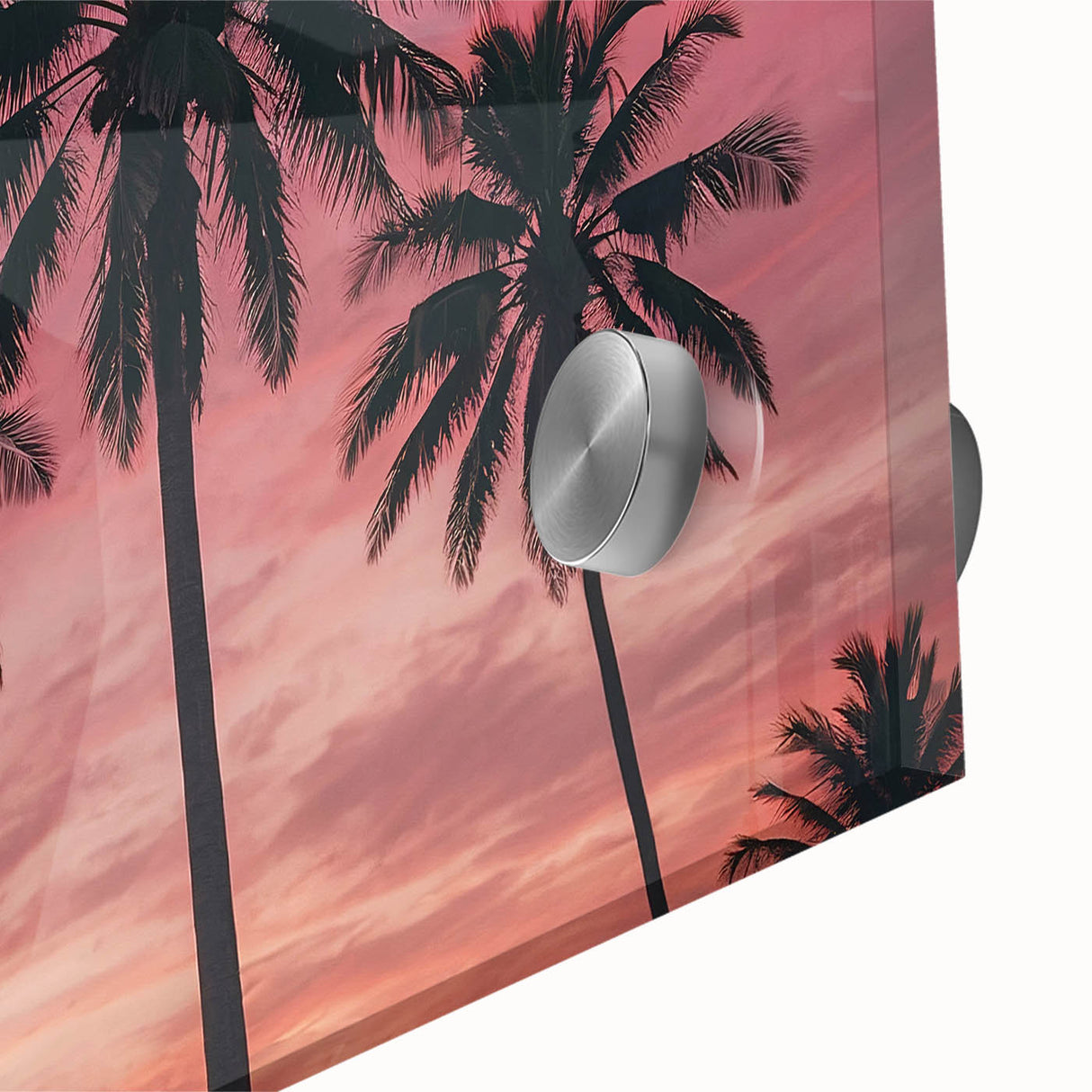Large abstract wall art featuring a Caribbean scenery in vibrant blues and greens on acrylic glass.