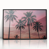 Large abstract wall art depicting a Caribbean scenery on a black framed acrylic print, ideal for modern living room decor.
