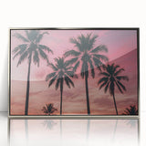 Framed acrylic print of a Caribbean scenery in art deco style, with silver hues, ideal for modern art wall decor.