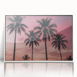 Large art print of a Caribbean scenery in Jamaica on white-framed acrylic, featuring mid-century modernist style.