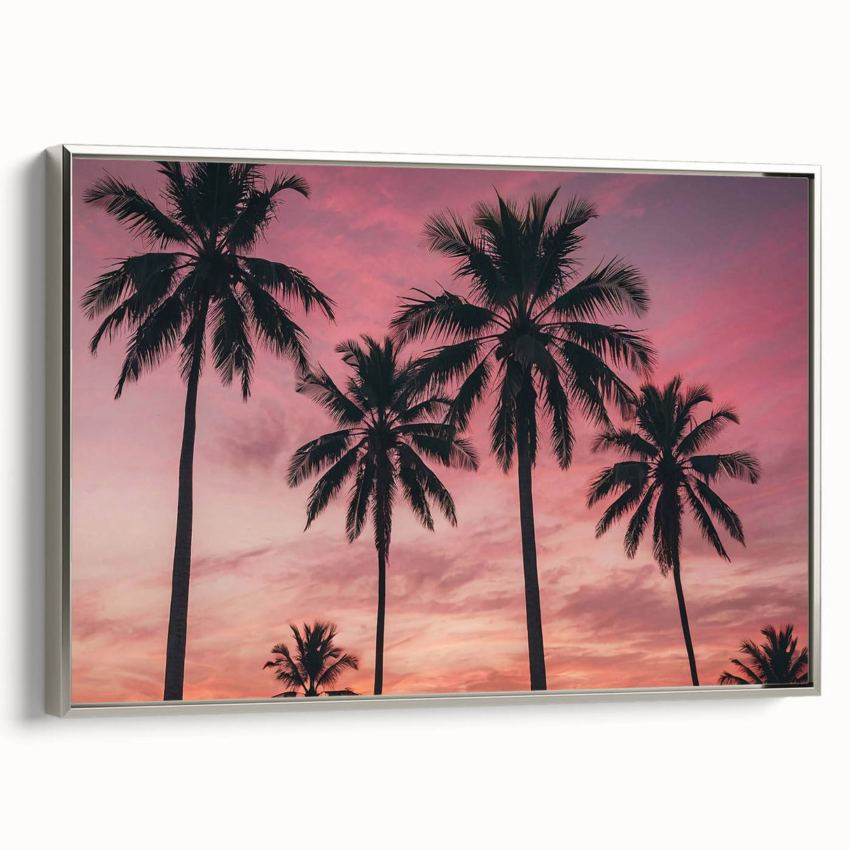 Landscape art painting of a Caribbean scene on framed canvas, featuring vibrant blue and green tones.