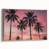 Landscape art painting of a Caribbean scene on framed canvas, featuring vibrant blue and green tones.