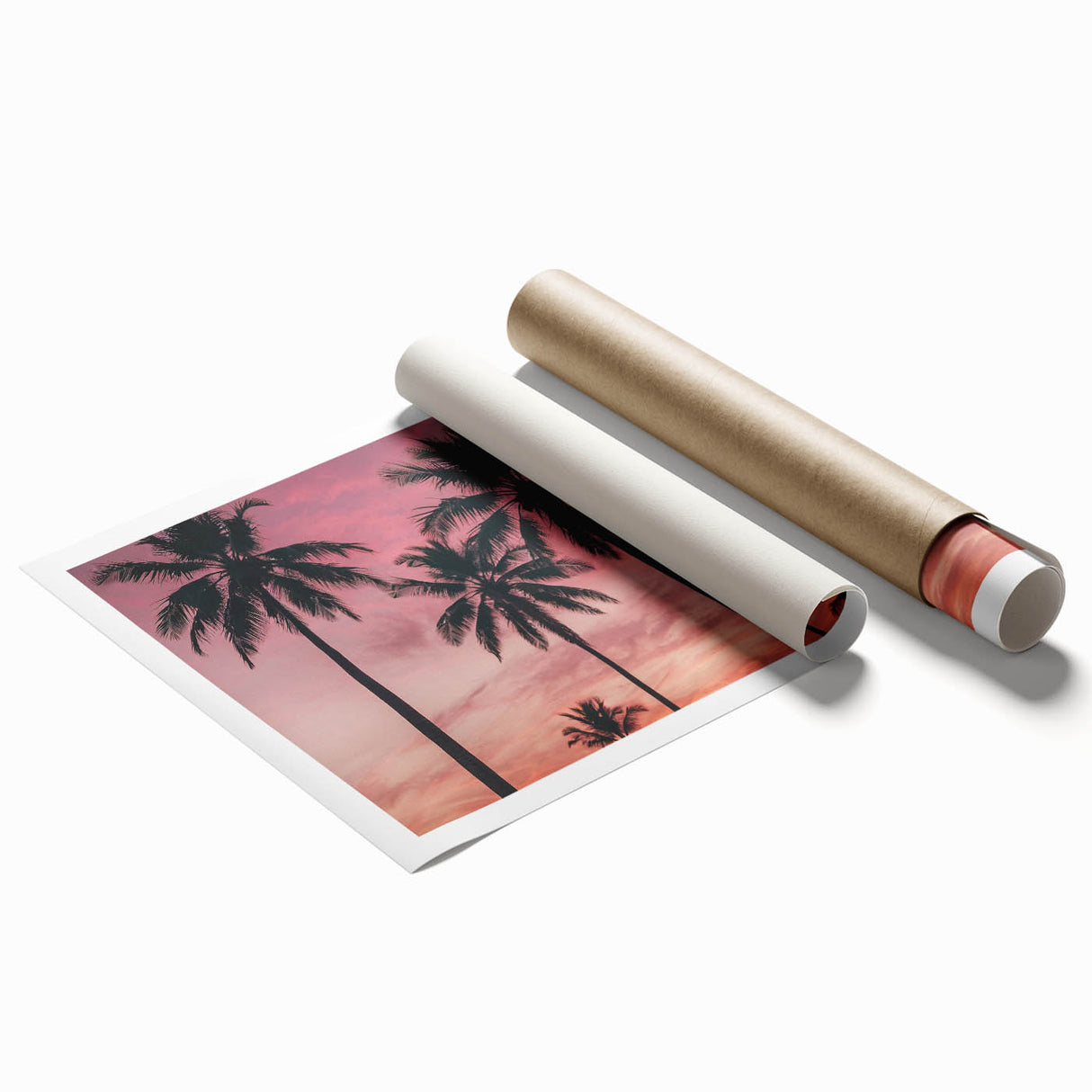 Extra large rolled print of a Caribbean scenery with vibrant green and blue tones, ideal for classy bathroom wall art.