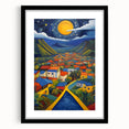 Extra large abstract art print of a vibrant Caribbean scene in Saint Lucia, with textured colors on a framed canvas.