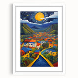 Abstract art print of Caribbean Saint Lucia scenery in pastel shades on a white-framed mat.