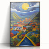 Framed acrylic print of a Caribbean scenery in Saint Lucia with vibrant blue and green tones.