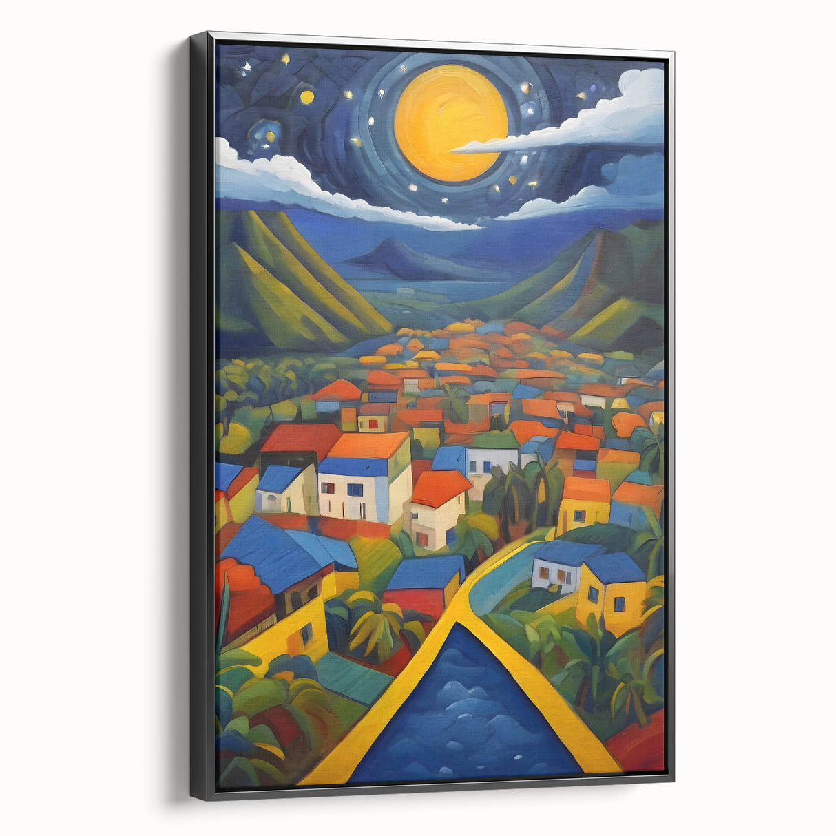Black and white wall art of Caribbean Saint Lucia landscape on framed canvas, ideal for bedroom decor.