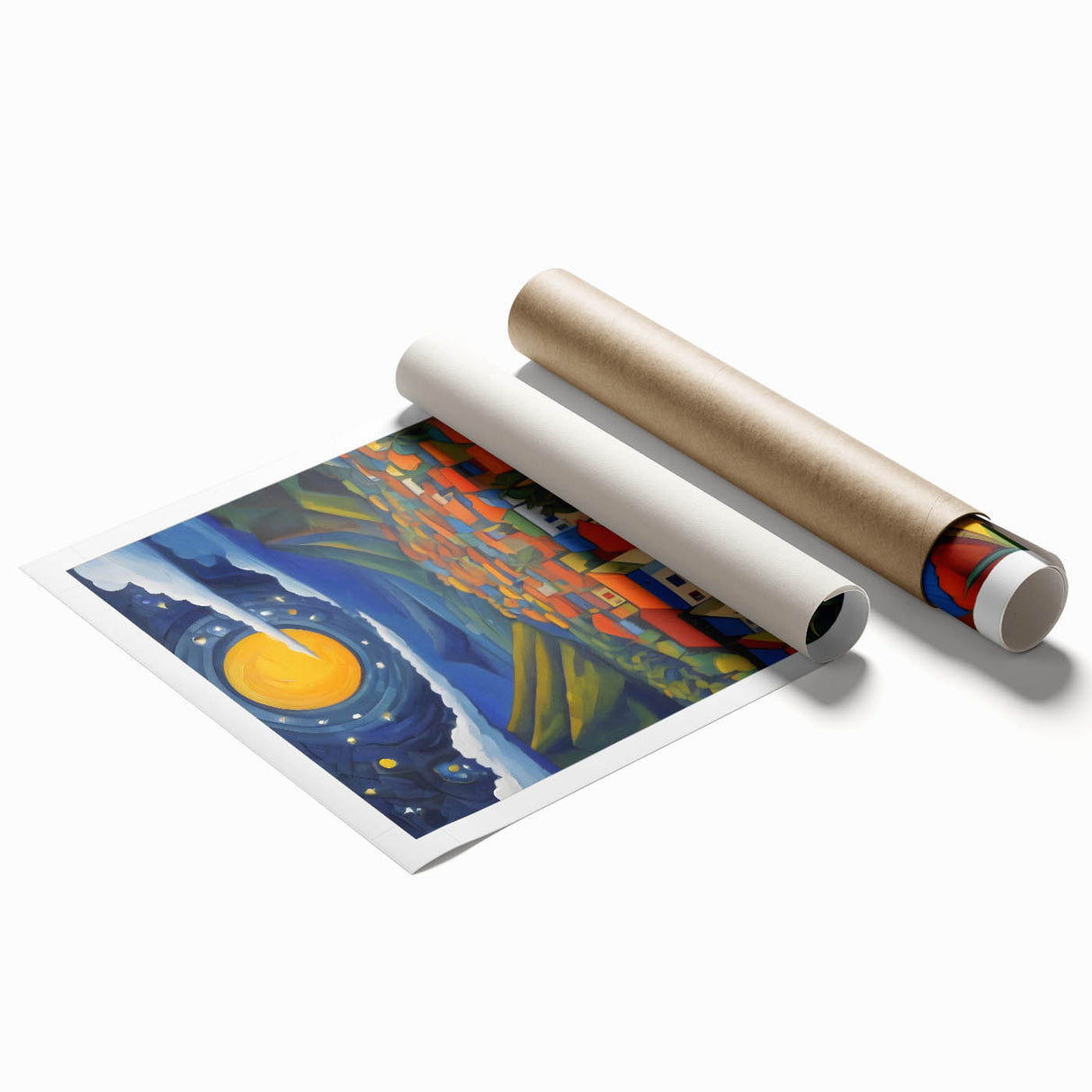 Extra large rolled print of Saint Lucia scenery with vibrant floral elements, ideal for classy bathroom wall art.