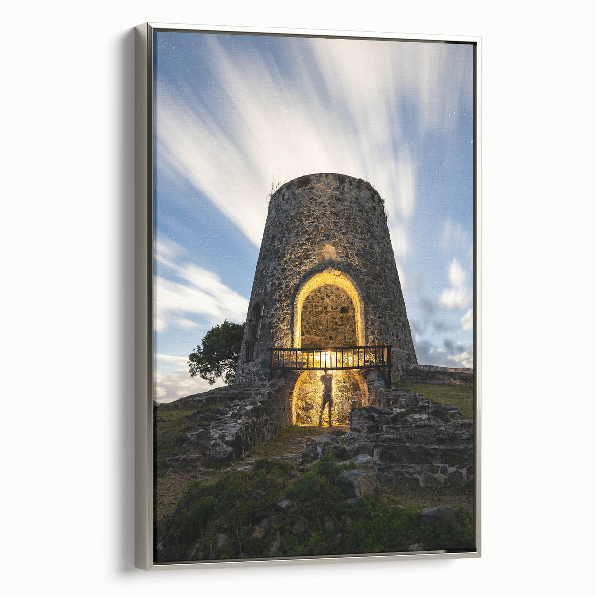 Landscape art painting of the Caribbean Virgin Islands in vibrant colors on a framed canvas, suitable for living room decor.