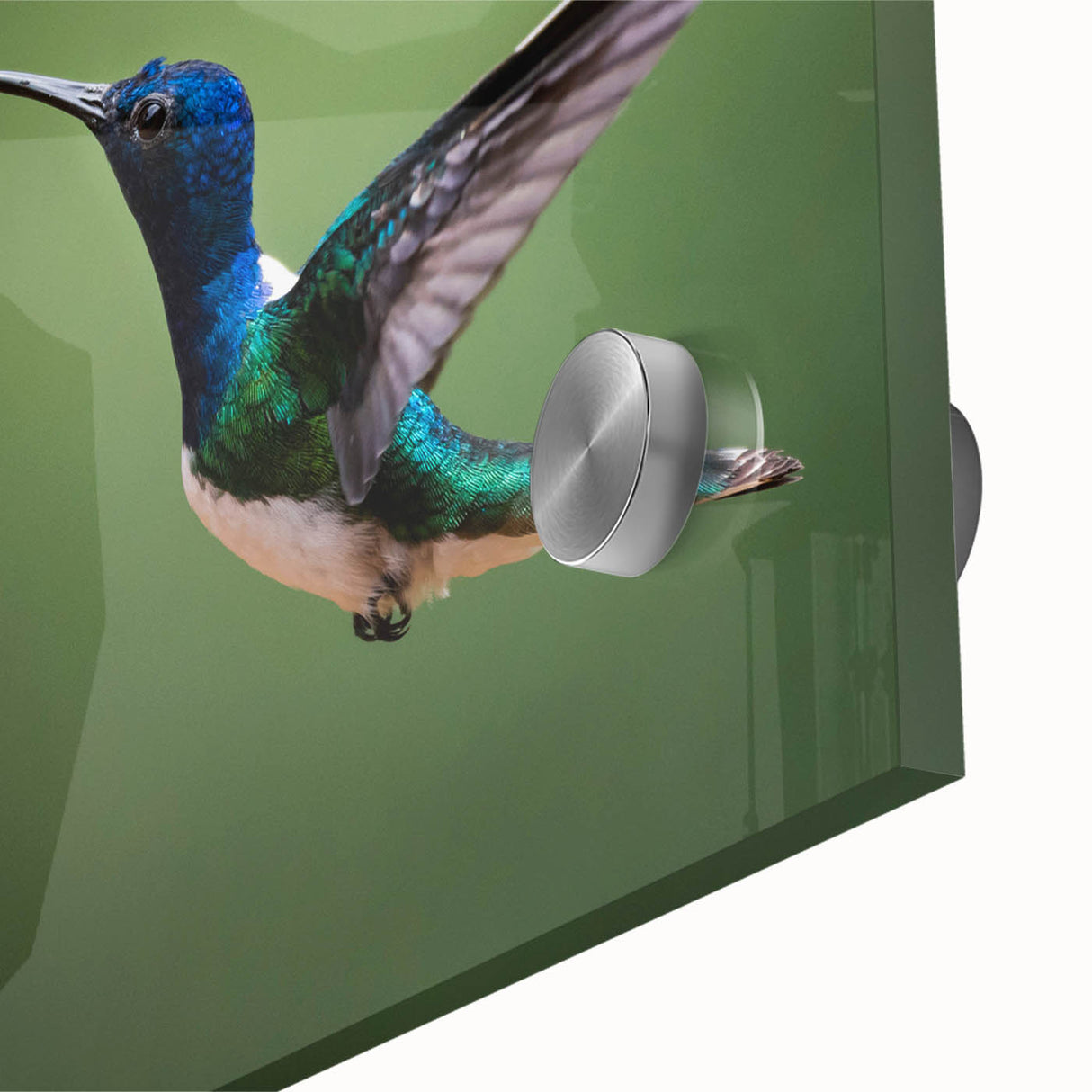 Large abstract wall art depicting a Central American landscape in vibrant greens and blues on acrylic glass.