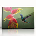 Large abstract wall art depicting a Central American scenery, in a mid-century modernist style on a framed acrylic.