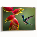 Vintage poster art of a Costa Rican landscape on framed canvas, featuring vibrant, colorful art elements.