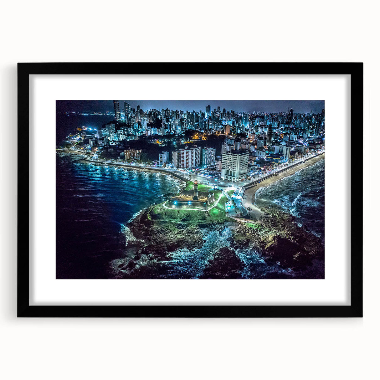 Extra large framed abstract art print showcasing a colorful, textured depiction of Central American scenery.