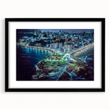 Extra large framed abstract art print showcasing a colorful, textured depiction of Central American scenery.