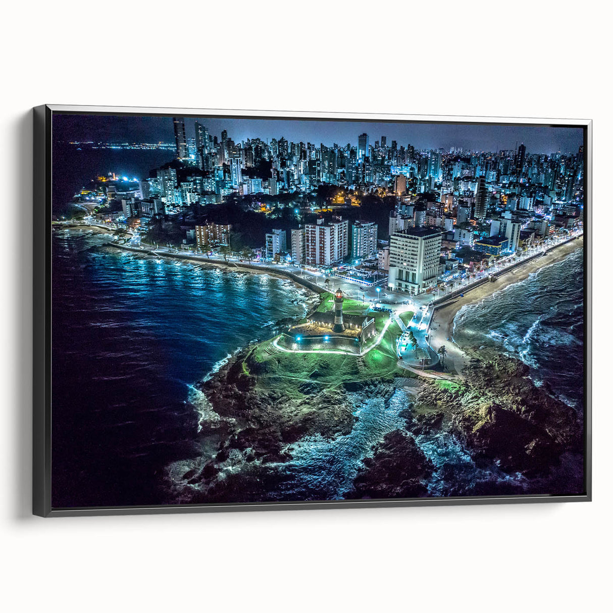 Black and white wall art featuring a vintage-style landscape of El Salvador, framed canvas ideal for bedroom decor.
