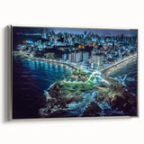 Landscape art painting of a Salvadoran rural scene in vibrant colors on a silver-framed canvas, ideal for living room decor.