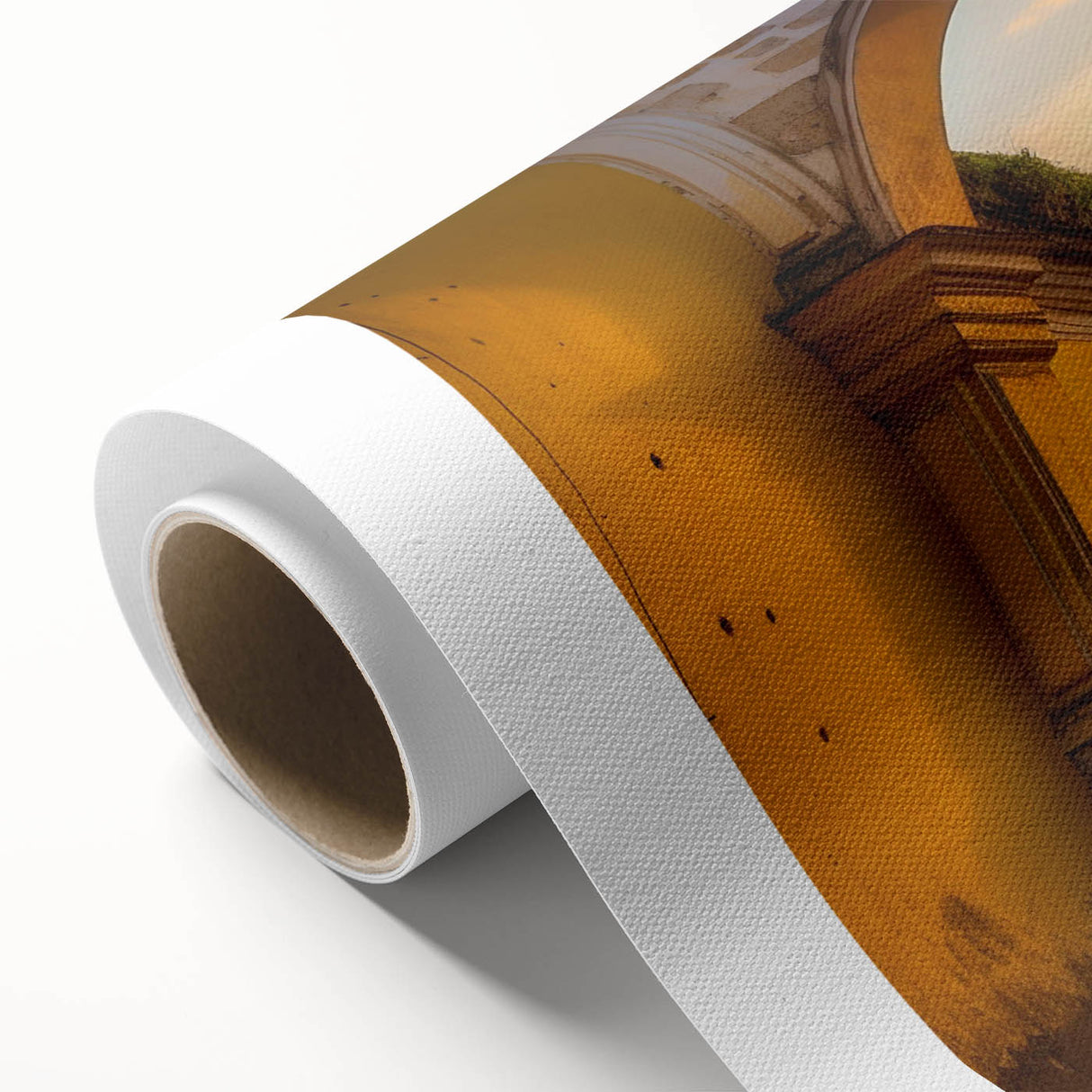 Art deco poster of Central America scenery in muted green and brown, rolled canvas, ideal for nursery wall art.