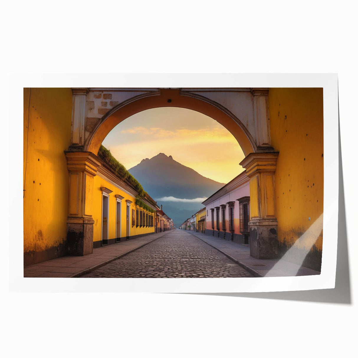 Extra large rolled print of a Guatemalan landscape featuring vibrant greenery and floral elements.