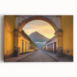 Large black and white stretched canvas of a Central American landscape, ideal for kitchen wall art.