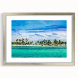 Textured abstract art print of a Central American scenery in muted earth tones, framed in silver, ideal for bedroom art.