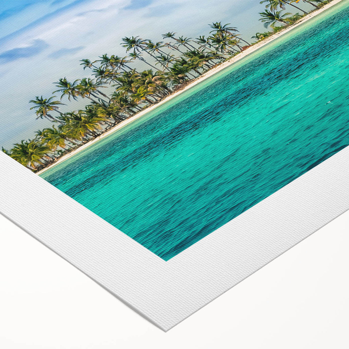 Art deco poster of a Panama scenery on rolled canvas, featuring bold geometric shapes and a vibrant color palette.