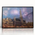Large abstract wall art depicting a European scenery in muted earth tones on a framed acrylic.