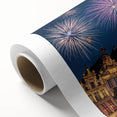 Art Deco poster of a European landscape in pastel hues on rolled canvas, ideal for nursery wall art.