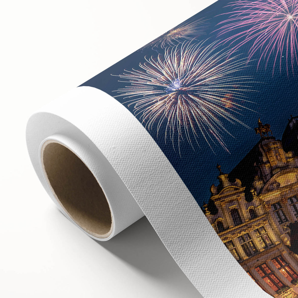 Art Deco poster of a European landscape in pastel hues on rolled canvas, ideal for nursery wall art.