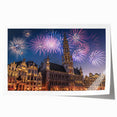 Rolled print of a European Belgian landscape with soft green and brown tones, ideal for dining room wall art.