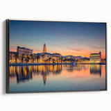 Black and white framed canvas of a Croatian landscape, ideal for bedroom wall art.