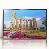 Large art print of a European Cyprus landscape in muted earth tones on a framed acrylic, suited for modern art wall decor.